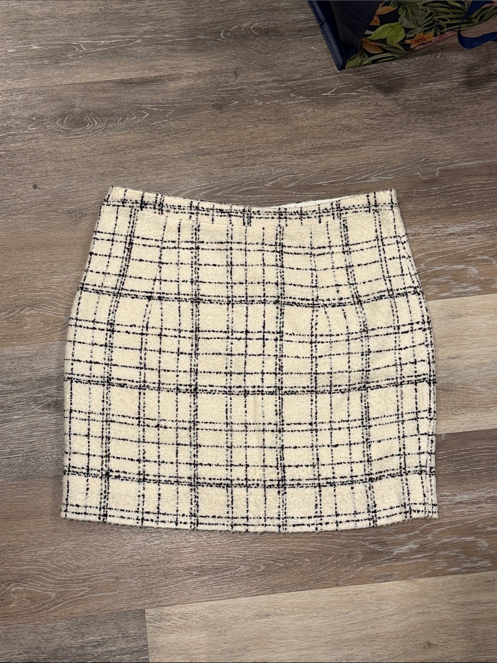 IRO Cream & Black Plaid Boucle Mini Skirt